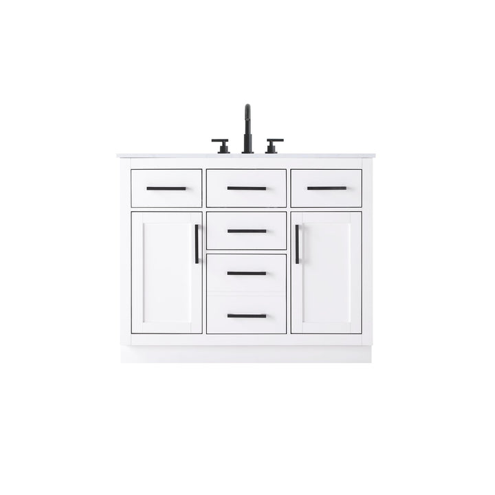 42 Inch Single Bathroom Vanity In White - View 3 - Joshua Marshal