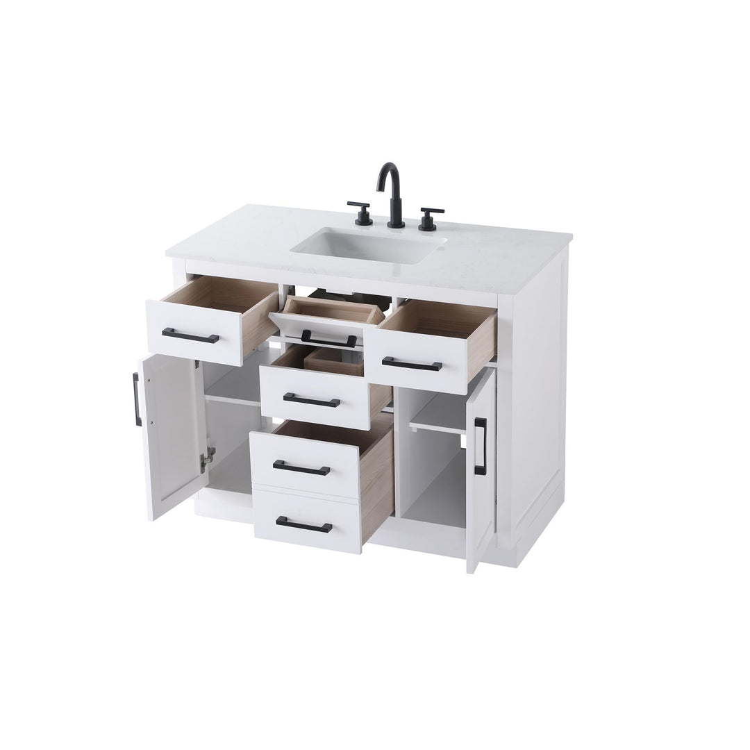 42 Inch Single Bathroom Vanity In White - View 4 - Joshua Marshal