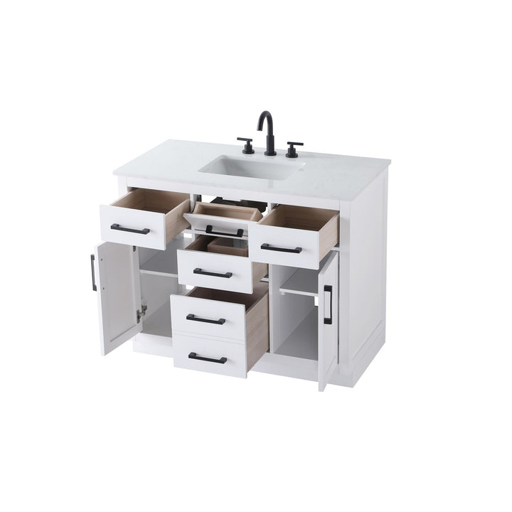 42 Inch Single Bathroom Vanity In White - View 4 - Joshua Marshal