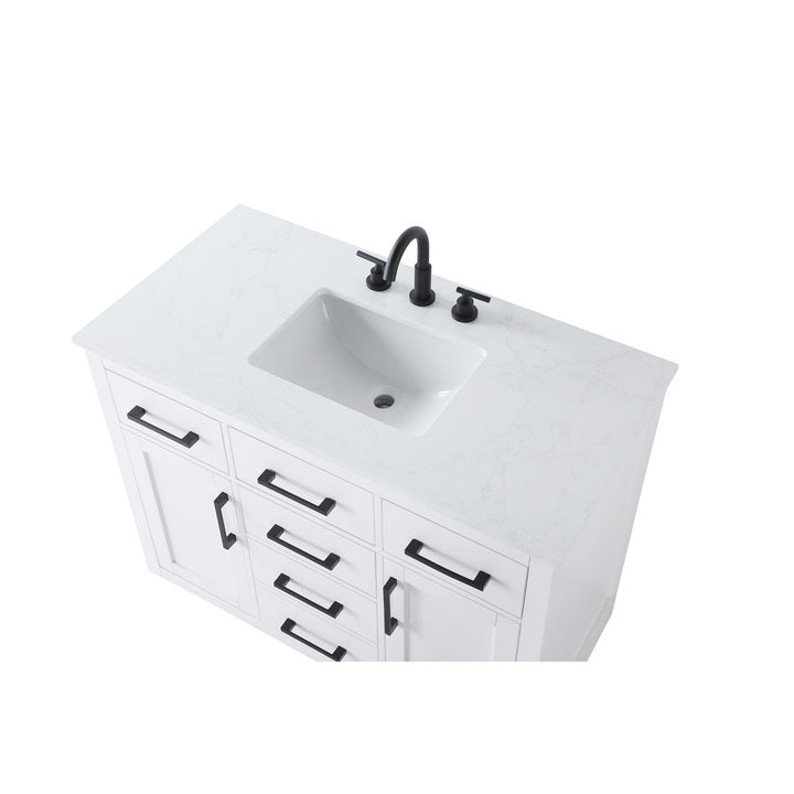 42 Inch Single Bathroom Vanity In White - View 5 - Joshua Marshal