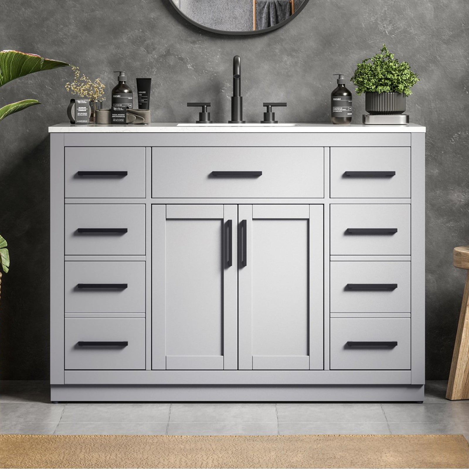 48 Inch Single Bathroom Vanity In Grey Grey Finish - KITCHEN & BATH by Joshua Marshal