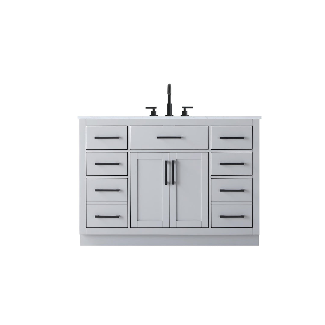 48 Inch Single Bathroom Vanity In Grey - View 3 - Joshua Marshal