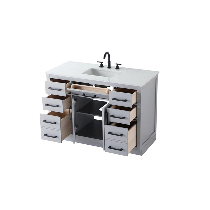 48 Inch Single Bathroom Vanity In Grey - View 4 - Joshua Marshal