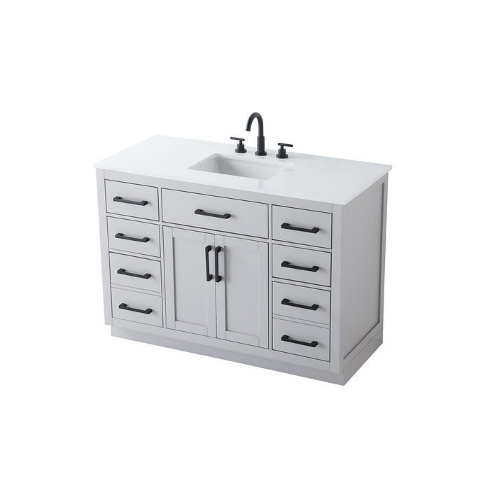 48 Inch Single Bathroom Vanity In Grey - View 5 - Joshua Marshal
