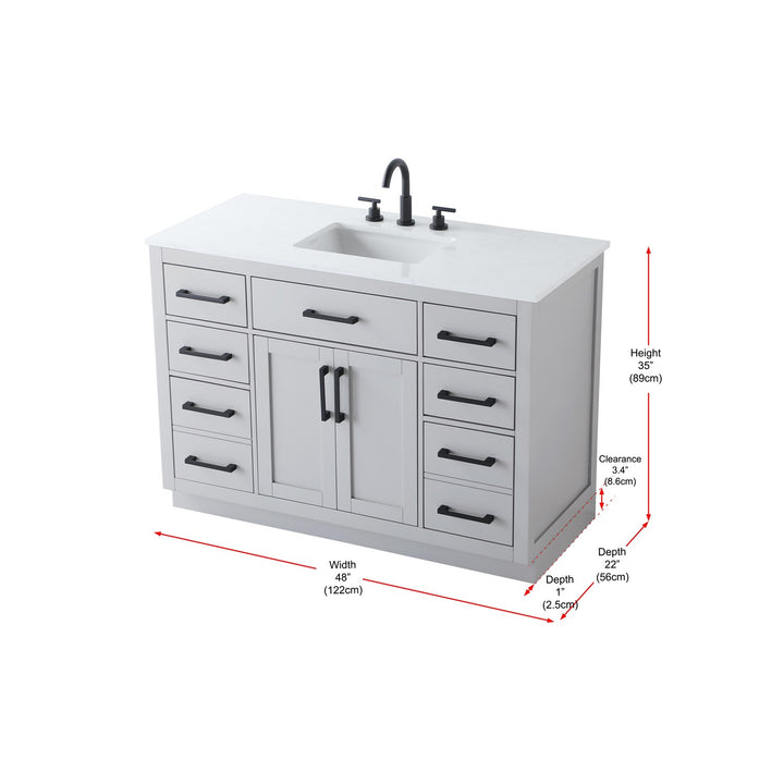 48 Inch Single Bathroom Vanity In Grey - View 6 - Joshua Marshal