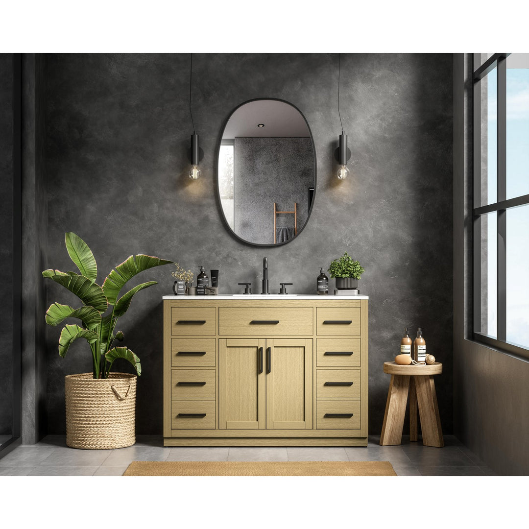48 Inch Single Bathroom Vanity In Honey Brown - View 2 - Joshua Marshal