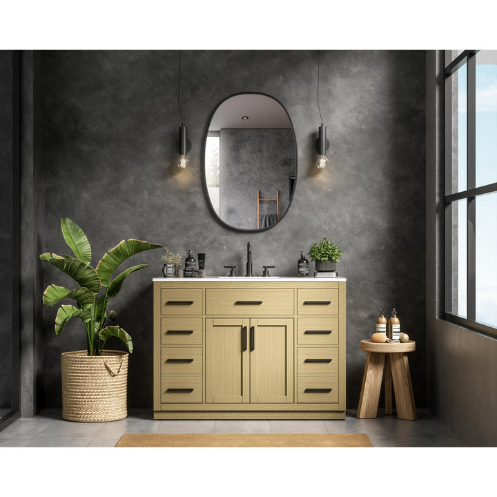 48 Inch Single Bathroom Vanity In Honey Brown - View 2 - Joshua Marshal