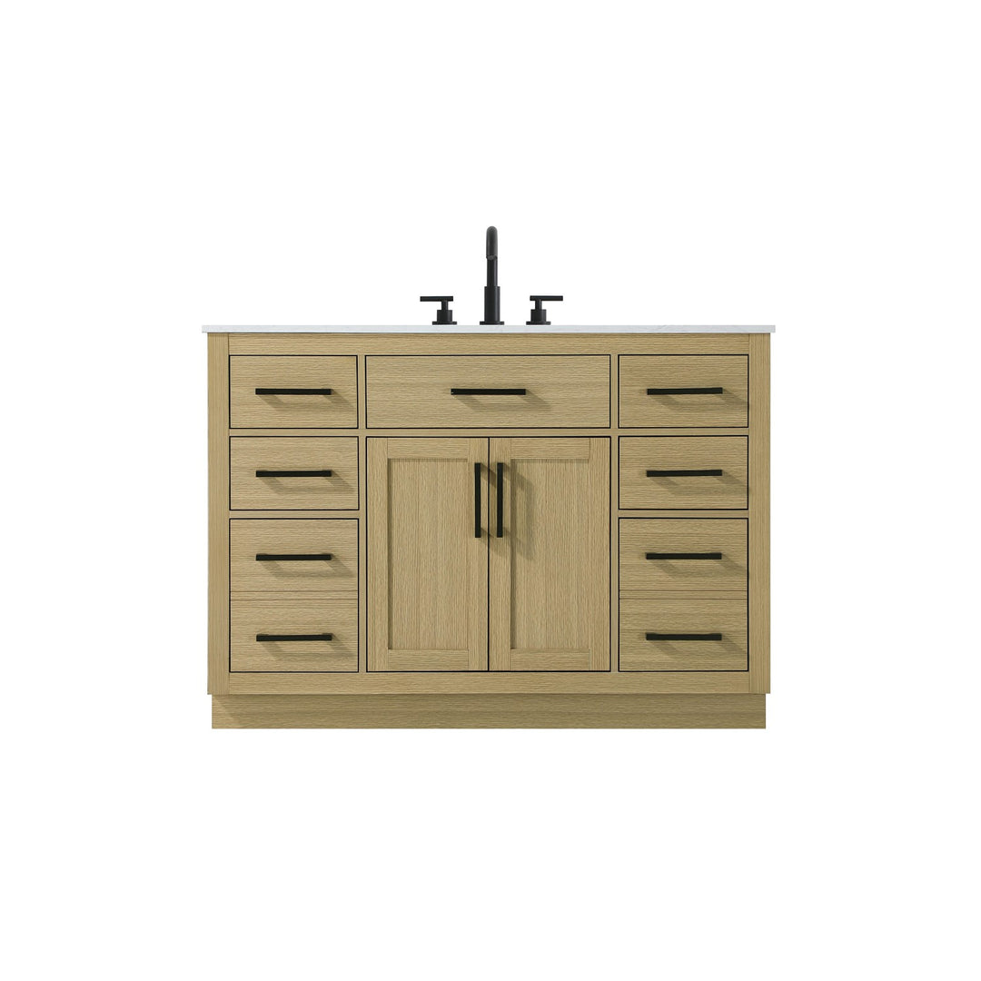 48 Inch Single Bathroom Vanity In Honey Brown - View 3 - Joshua Marshal