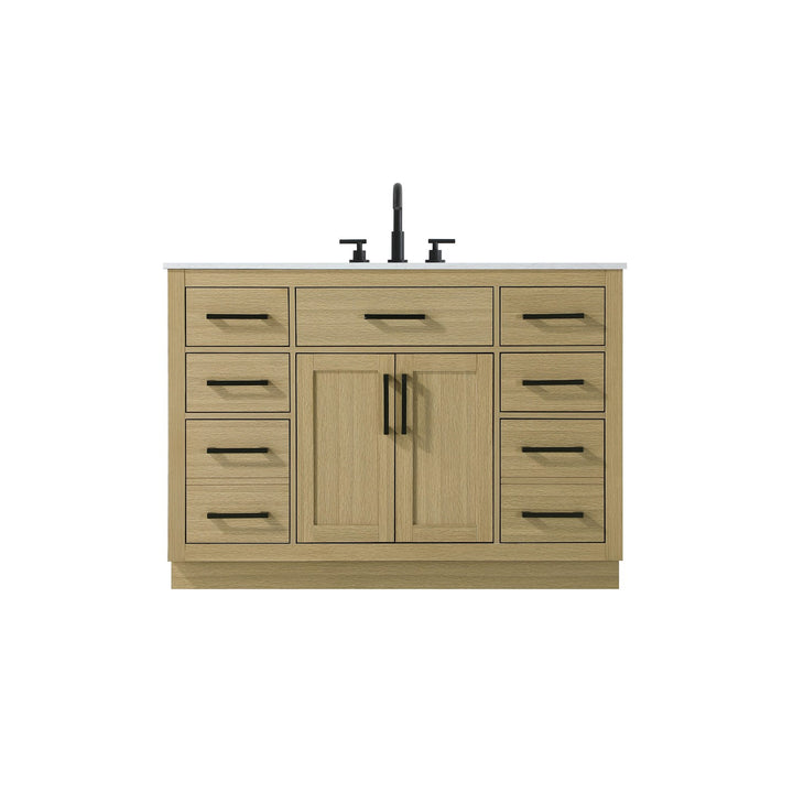 48 Inch Single Bathroom Vanity In Honey Brown - View 3 - Joshua Marshal