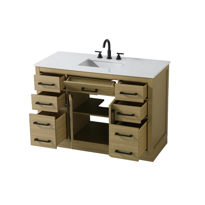 48 Inch Single Bathroom Vanity In Honey Brown - View 4 - Joshua Marshal