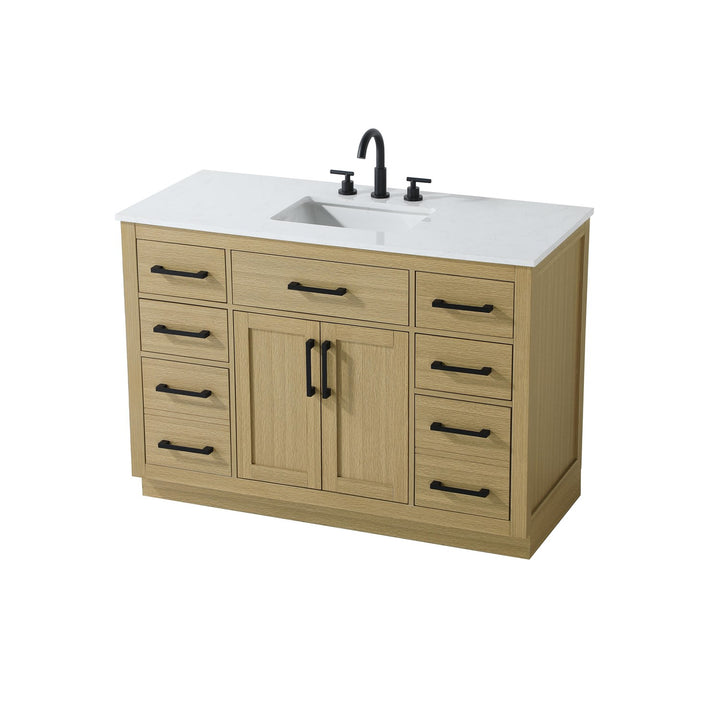 48 Inch Single Bathroom Vanity In Honey Brown - View 5 - Joshua Marshal
