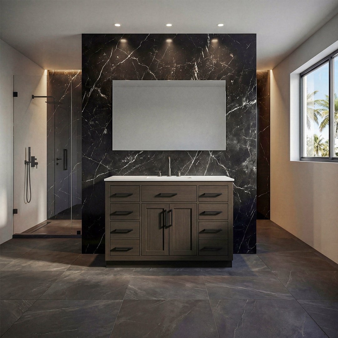 48 Inch Single Bathroom Vanity In Mocha Brown - View 2 - Joshua Marshal