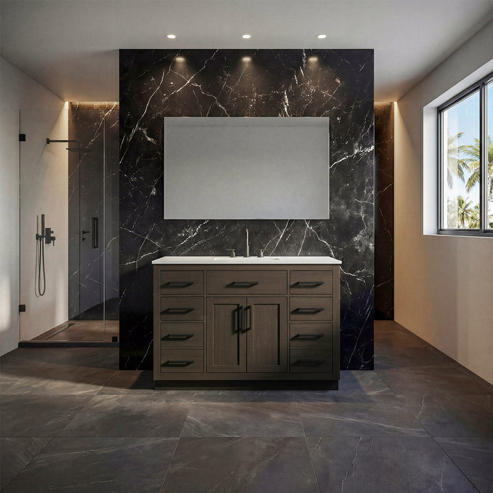 48 Inch Single Bathroom Vanity In Mocha Brown - View 2 - Joshua Marshal