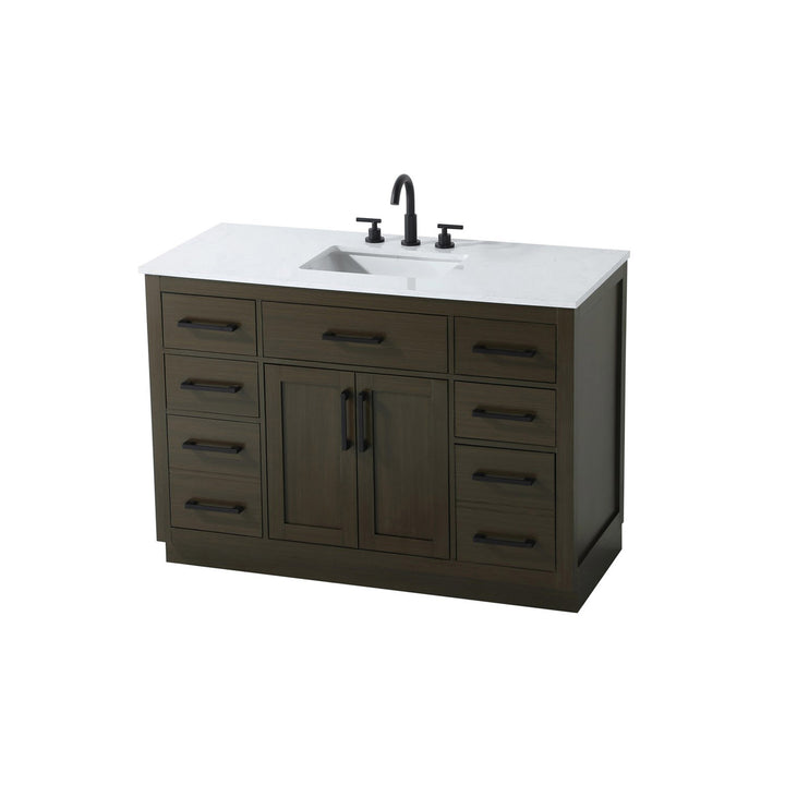 48 Inch Single Bathroom Vanity In Mocha Brown - View 4 - Joshua Marshal