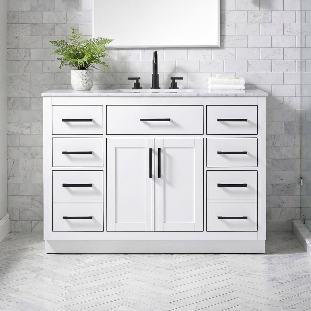 48 Inch Single Bathroom Vanity In White White Finish - KITCHEN & BATH by Joshua Marshal