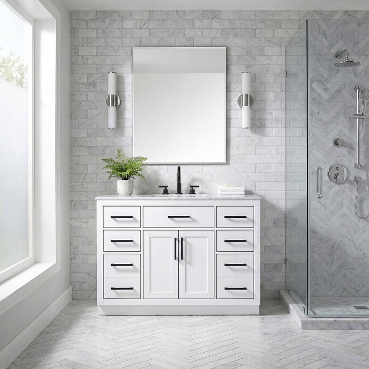 48 Inch Single Bathroom Vanity In White - View 2 - Joshua Marshal