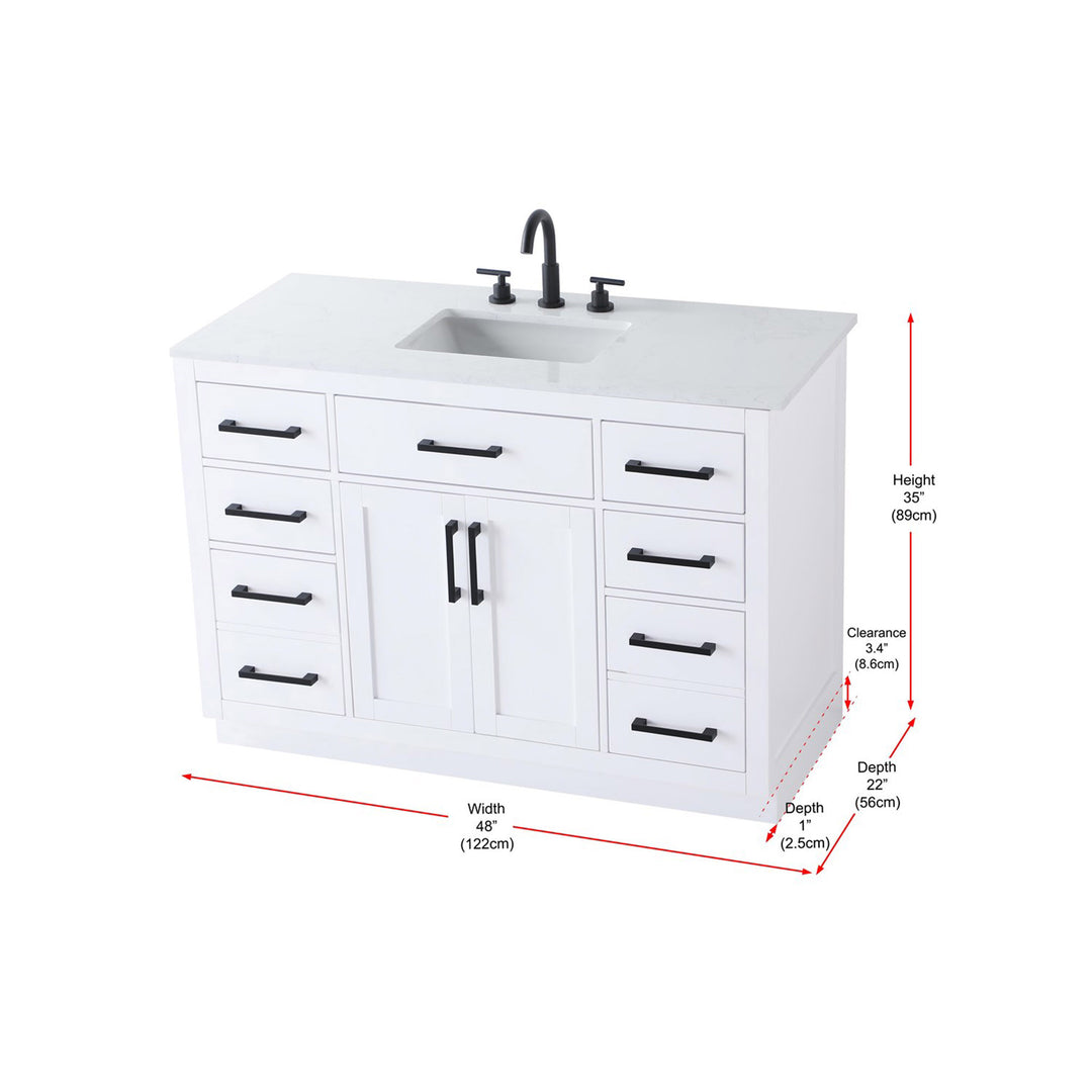 48 Inch Single Bathroom Vanity In White - View 4 - Joshua Marshal