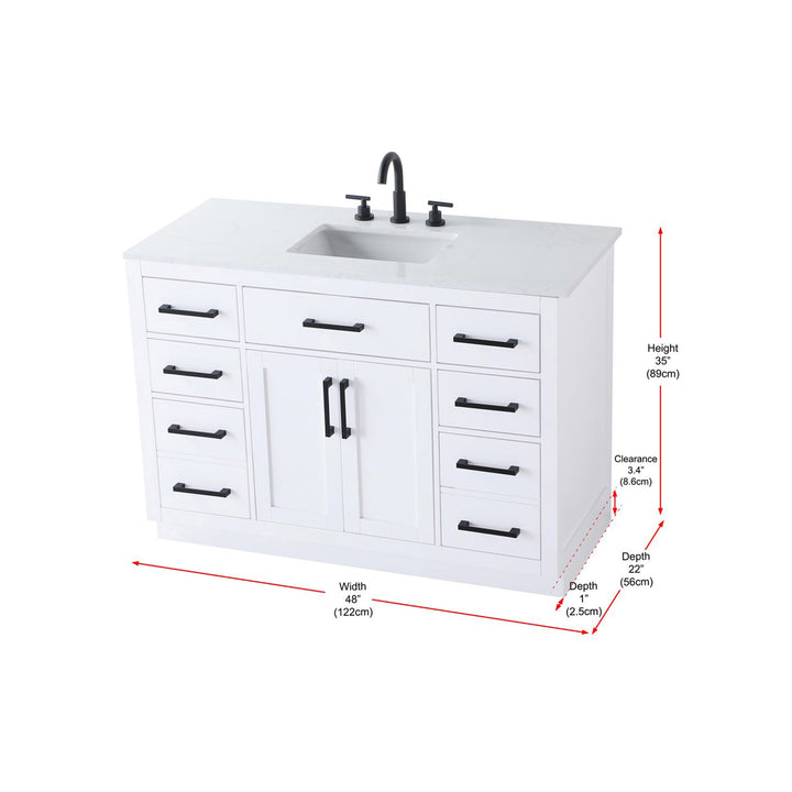 48 Inch Single Bathroom Vanity In White - View 4 - Joshua Marshal