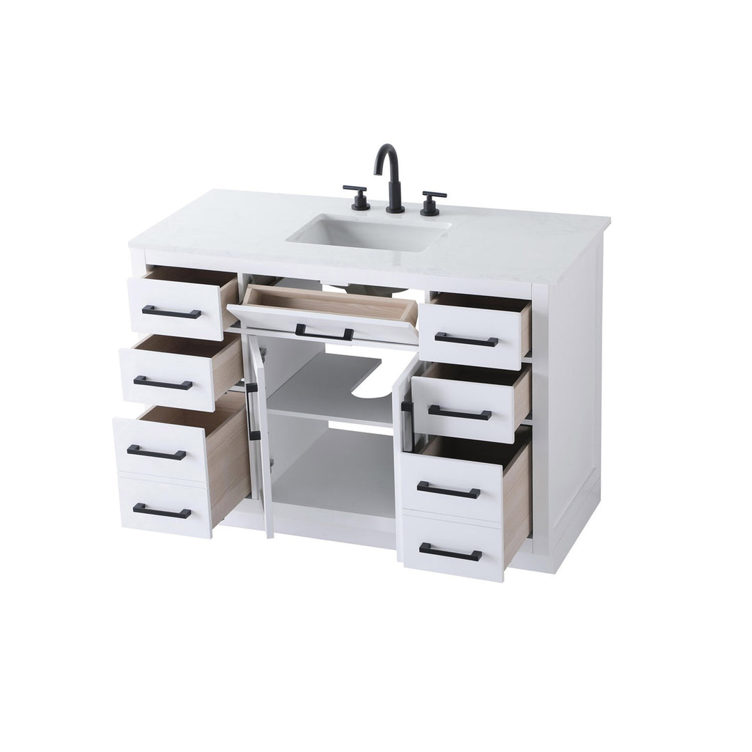 48 Inch Single Bathroom Vanity In White - View 5 - Joshua Marshal