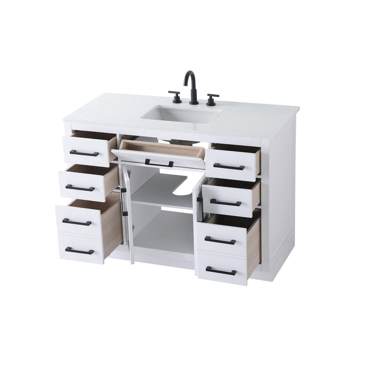 48 Inch Single Bathroom Vanity In White - View 5 - Joshua Marshal