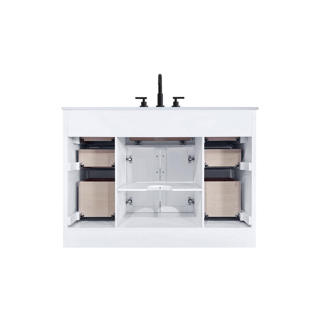 48 Inch Single Bathroom Vanity In White - View 6 - Joshua Marshal