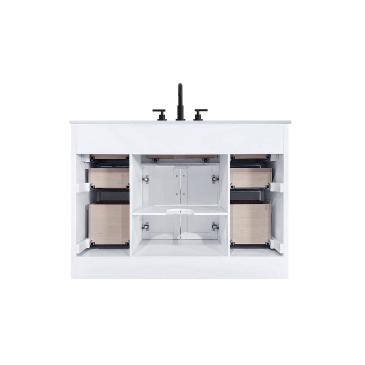 48 Inch Single Bathroom Vanity In White - View 6 - Joshua Marshal