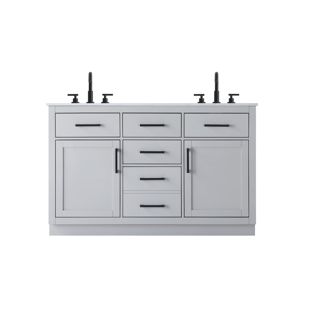 54 Inch Double Bathroom Vanity In Grey - View 3 - Joshua Marshal