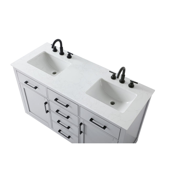 54 Inch Double Bathroom Vanity In Grey - View 5 - Joshua Marshal