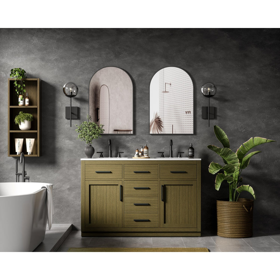 54 Inch Double Bathroom Vanity In Chestnut Brown - View 2 - Joshua Marshal
