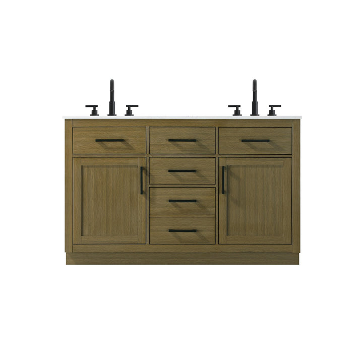 54 Inch Double Bathroom Vanity In Chestnut Brown - View 3 - Joshua Marshal