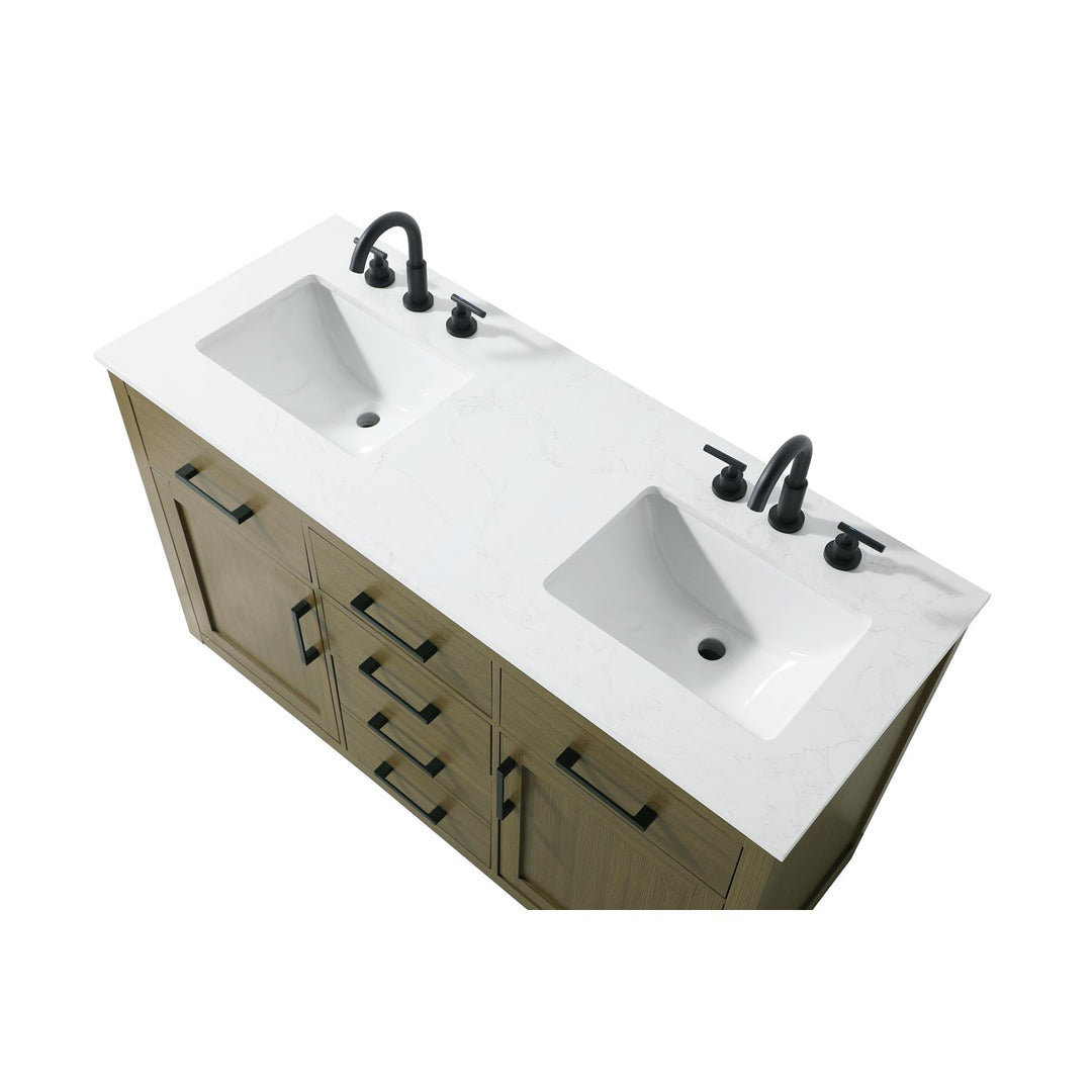 54 Inch Double Bathroom Vanity In Chestnut Brown - View 5 - Joshua Marshal
