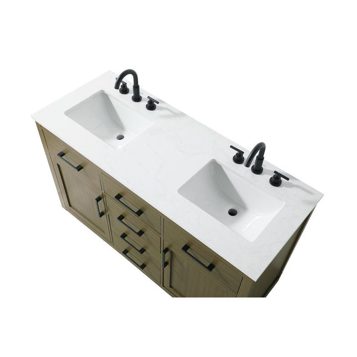 54 Inch Double Bathroom Vanity In Chestnut Brown - View 5 - Joshua Marshal
