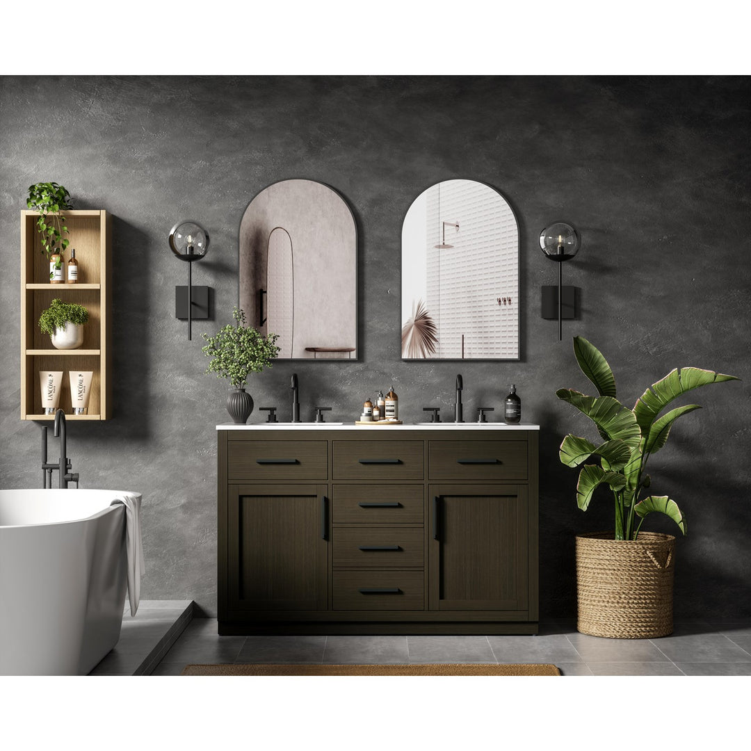 54 Inch Double Bathroom Vanity In Mocha Brown - View 2 - Joshua Marshal