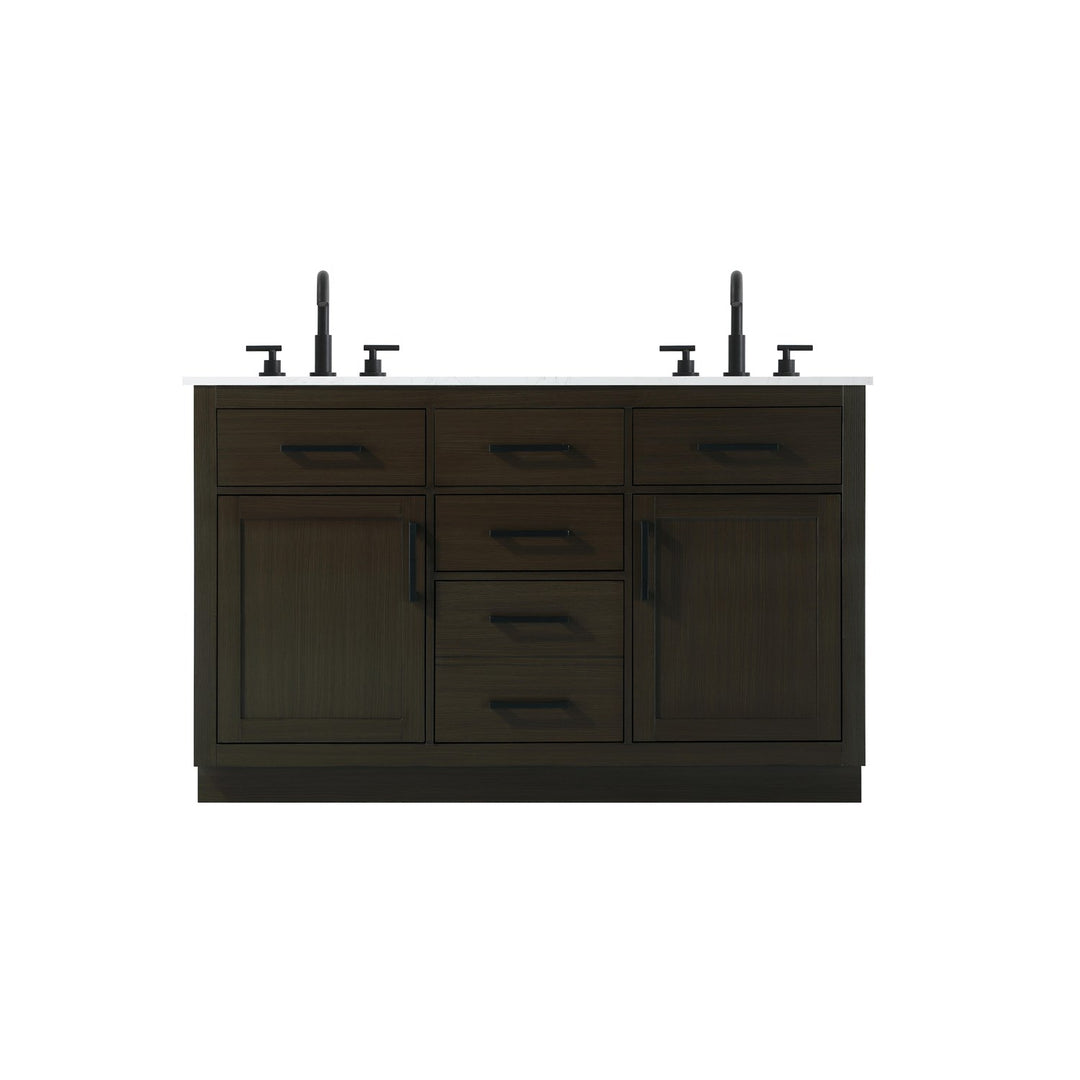 54 Inch Double Bathroom Vanity In Mocha Brown - View 3 - Joshua Marshal