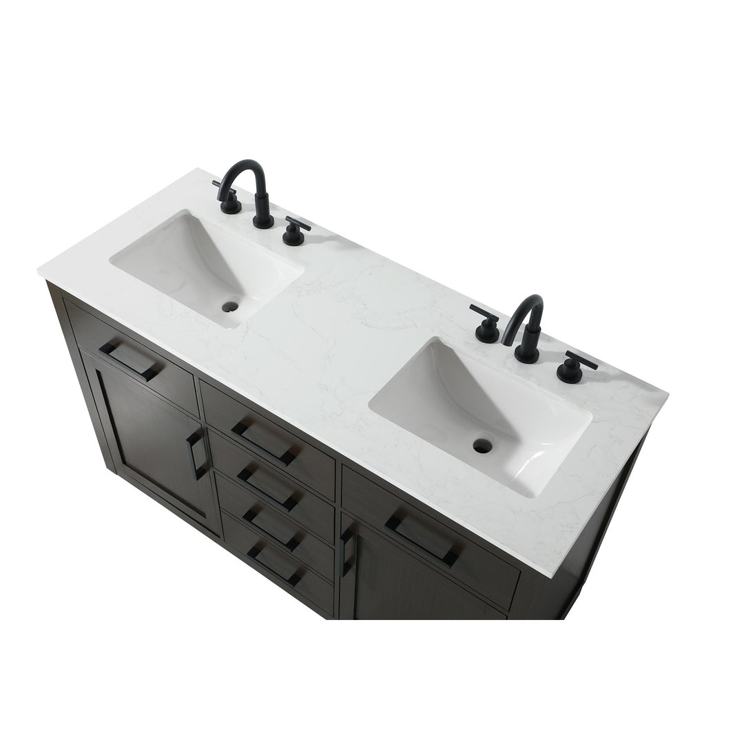 54 Inch Double Bathroom Vanity In Mocha Brown - View 5 - Joshua Marshal