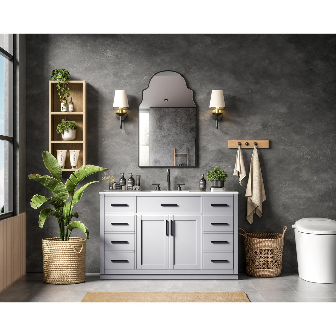 54 Inch Single Bathroom Vanity In Grey - View 2 - Joshua Marshal