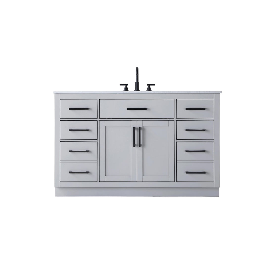 54 Inch Single Bathroom Vanity In Grey - View 3 - Joshua Marshal