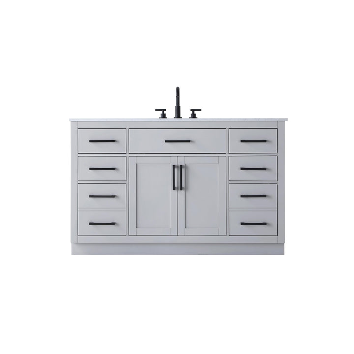 54 Inch Single Bathroom Vanity In Grey - View 3 - Joshua Marshal