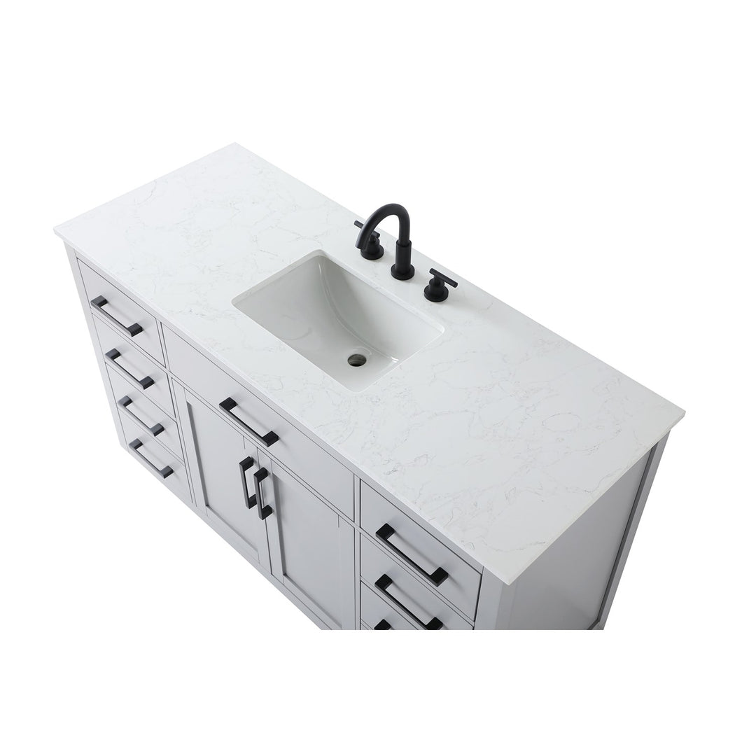 54 Inch Single Bathroom Vanity In Grey - View 5 - Joshua Marshal