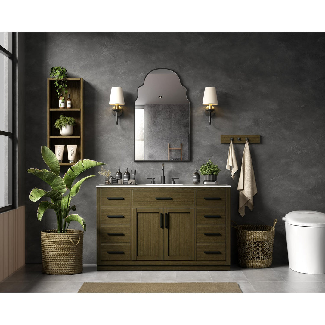 54 Inch Single Bathroom Vanity In Chestnut Brown - View 2 - Joshua Marshal