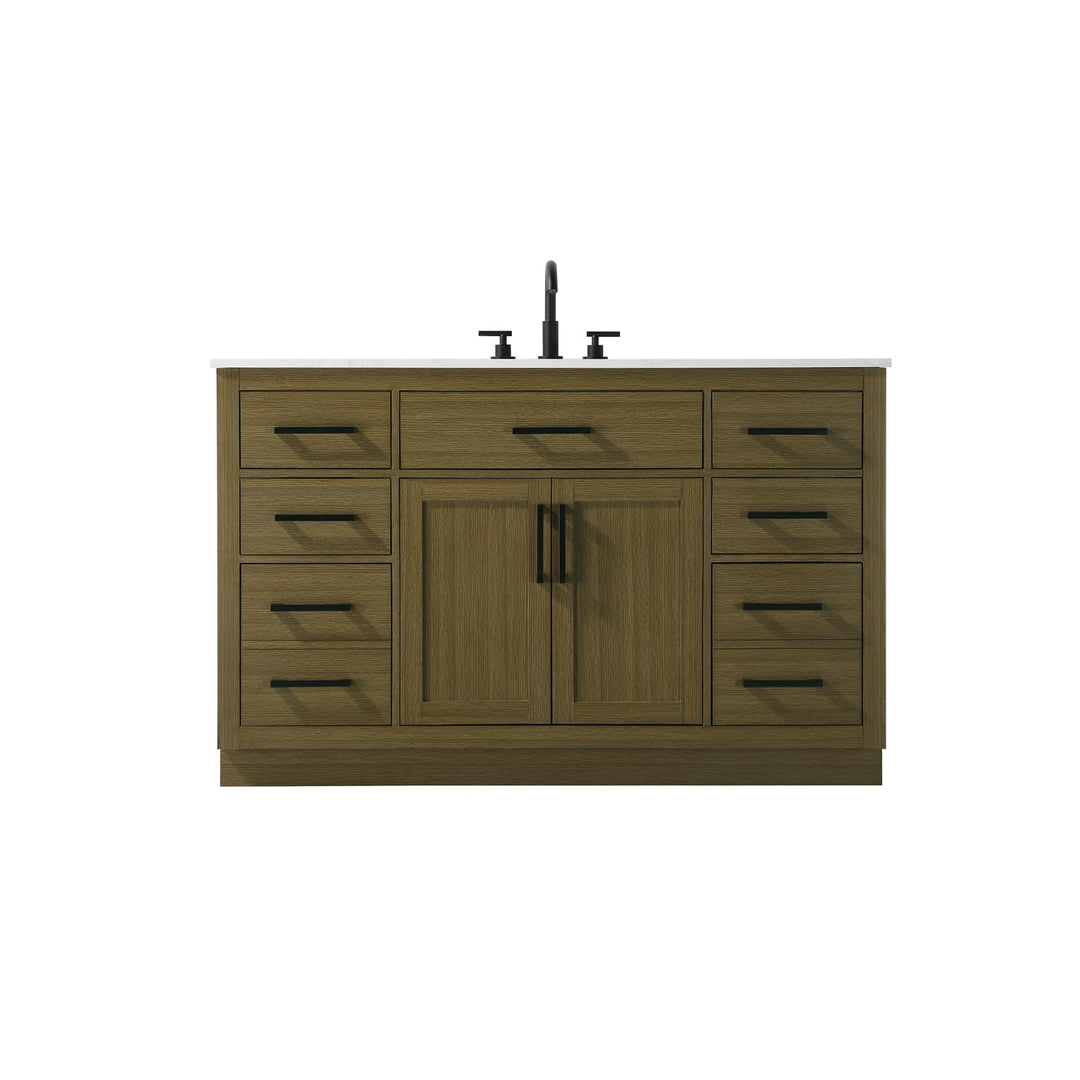 54 Inch Single Bathroom Vanity In Chestnut Brown - View 3 - Joshua Marshal