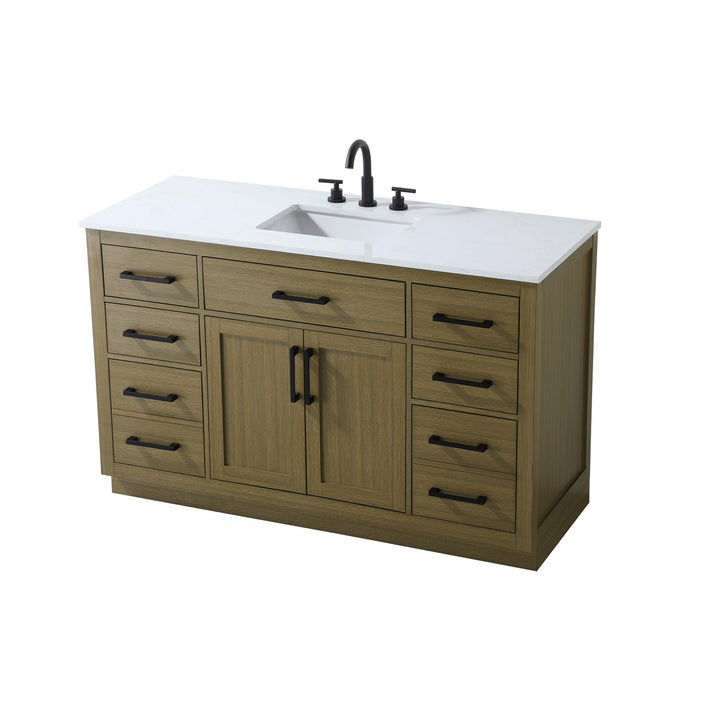 54 Inch Single Bathroom Vanity In Chestnut Brown - View 4 - Joshua Marshal