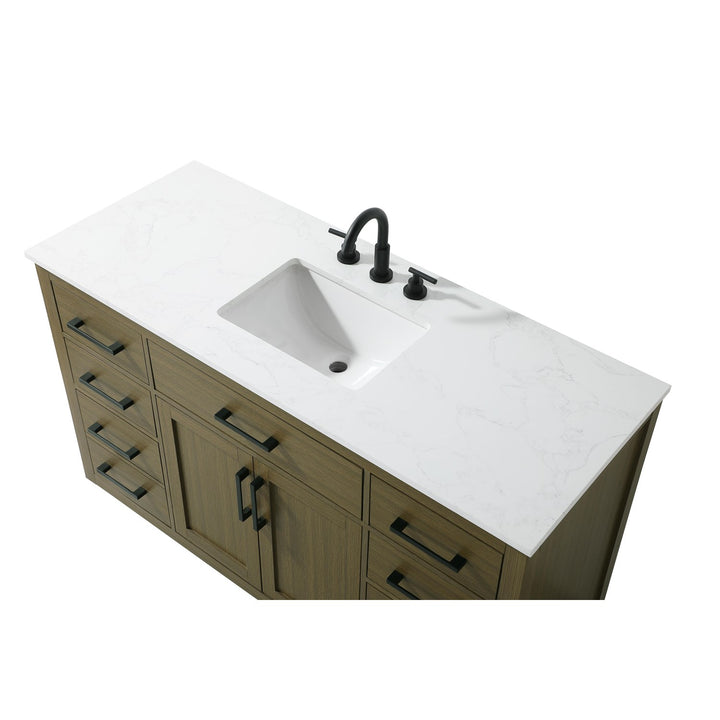 54 Inch Single Bathroom Vanity In Chestnut Brown - View 5 - Joshua Marshal