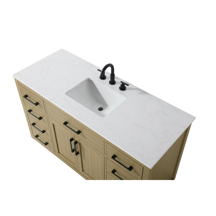 54 Inch Single Bathroom Vanity In Honey Brown - View 5 - Joshua Marshal