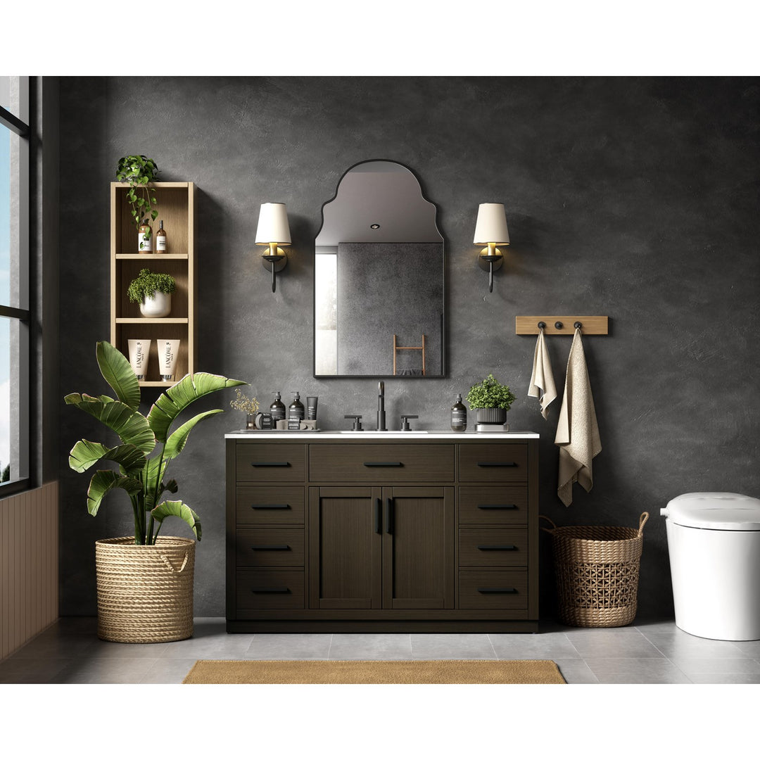 54 Inch Single Bathroom Vanity In Mocha Brown - View 2 - Joshua Marshal