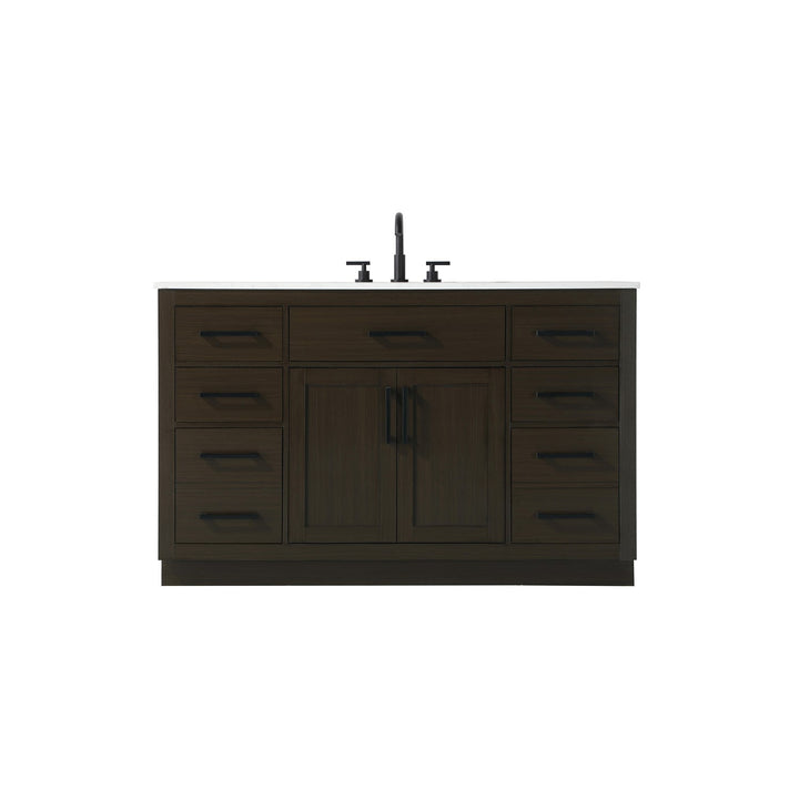 54 Inch Single Bathroom Vanity In Mocha Brown - View 3 - Joshua Marshal