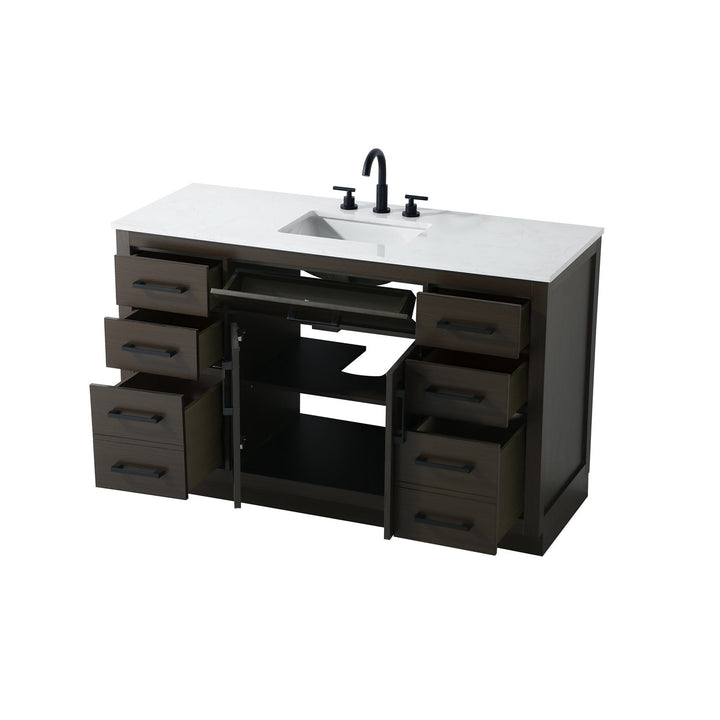 54 Inch Single Bathroom Vanity In Mocha Brown - View 4 - Joshua Marshal
