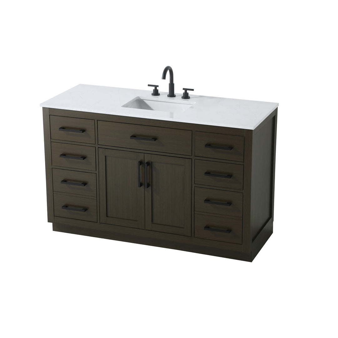 54 Inch Single Bathroom Vanity In Mocha Brown - View 5 - Joshua Marshal