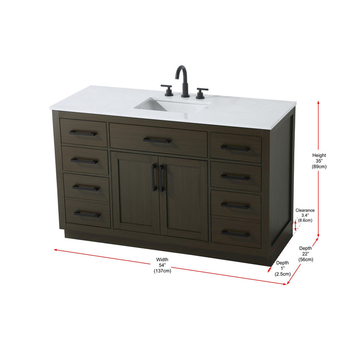 54 Inch Single Bathroom Vanity In Mocha Brown - View 6 - Joshua Marshal