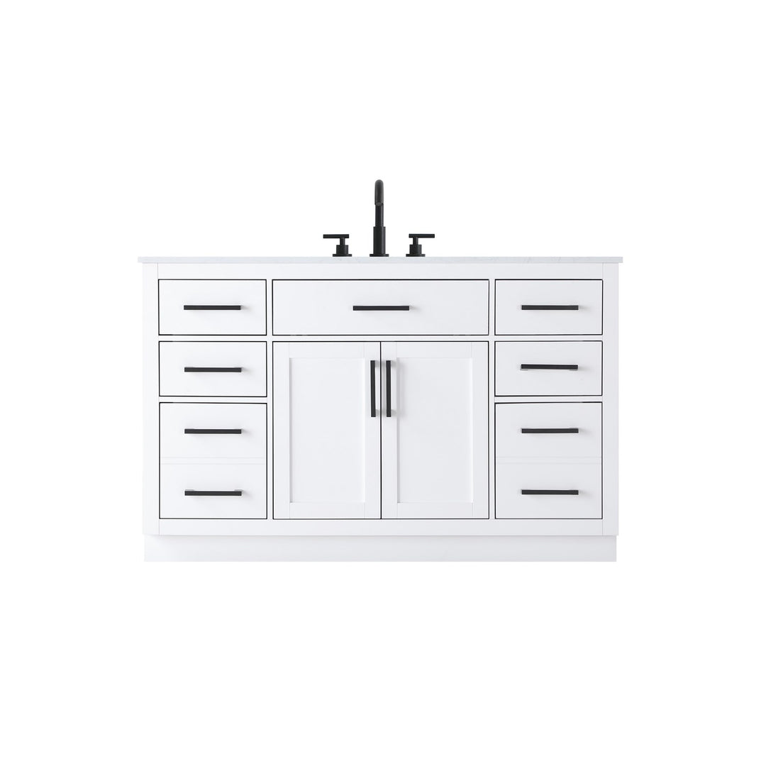 54 Inch Single Bathroom Vanity In White - View 3 - Joshua Marshal